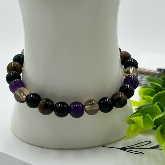 New Boho Chic Natural Tiger Eye Stone Bracelet For Protection Self Care Gift - Picture 2 of 6